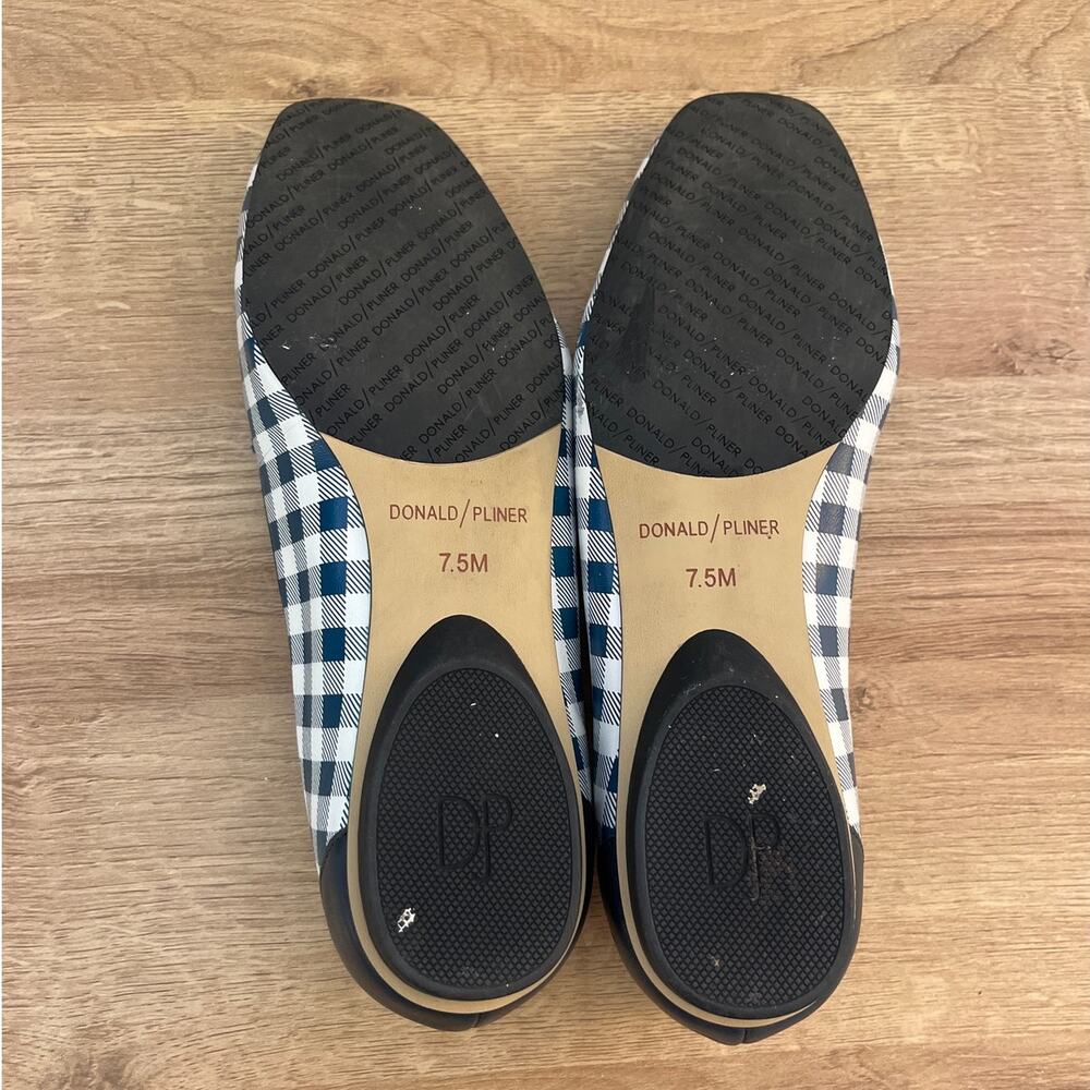 Donald Pliner Blue Gingham Plaid Square Toe Leather Loafers Sz 7.5 Slip On Prep - Picture 7 of 7
